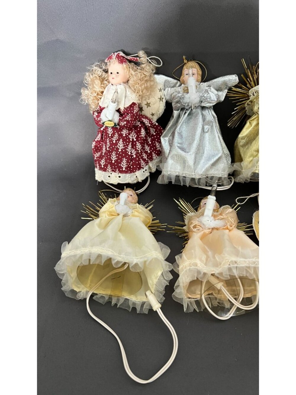 Set Of 10 Vintage Angel Christmas Tree Toppers Lights Ornaments - Works, Needs B - Picture 3 of 7